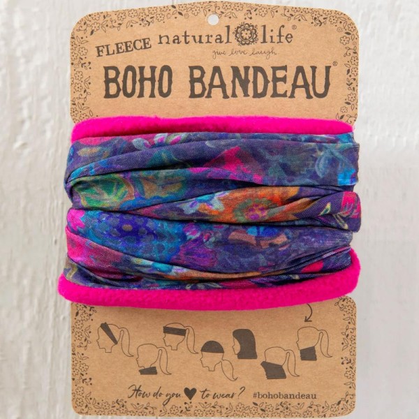 Stirn un Haarband Boho Bandeau Fleece Stirnband Purple Floral 