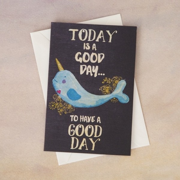 Grußkarte mit Umschlag Good Day Wal