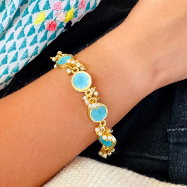 Armband HOT pearl reversible turquoise