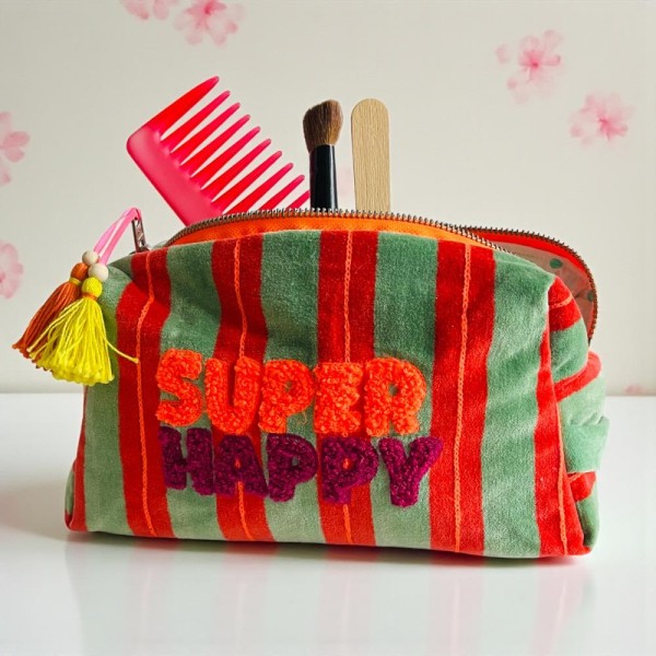 Kosmetiktasche Velvet Pinstripe Superhappy M