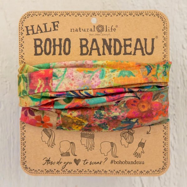 Stirn und Haarband Boho Half Bandeau Pink Patchwork