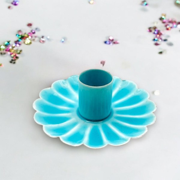 Kerzenhalter sm Flower Enamel ltblue