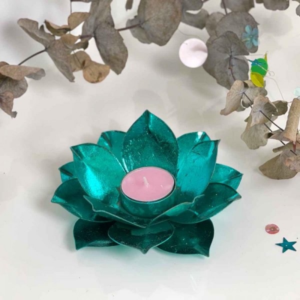 Kerzenhalter Lotus Metallic Shine turquoise