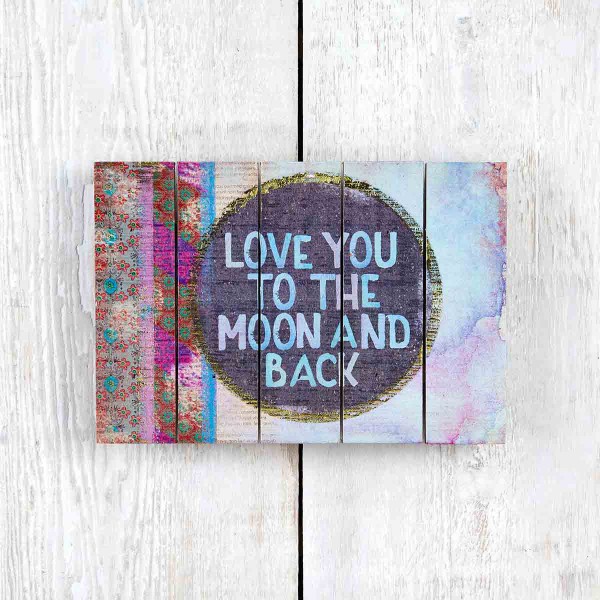Wood Art 6.5x9 Love You Moon