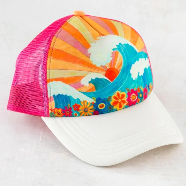 Trucker Hat Orange Waves