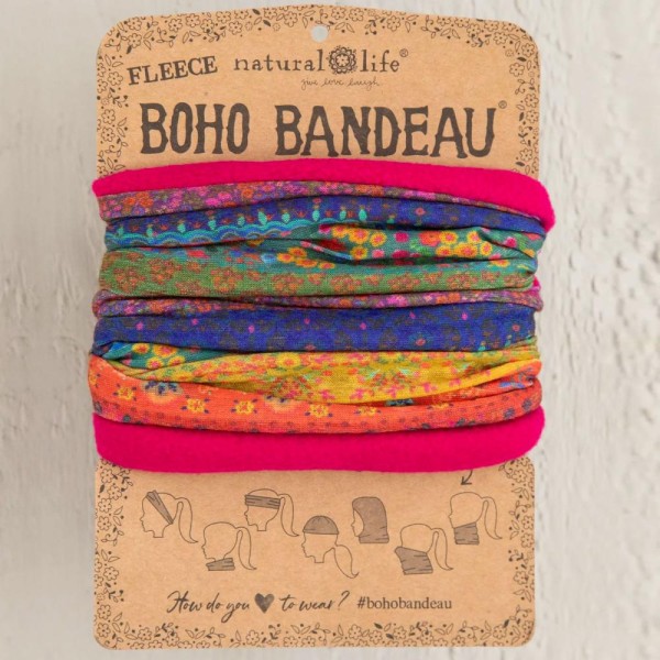 Boho Bandeau Fleece Stirnband Rainbow 