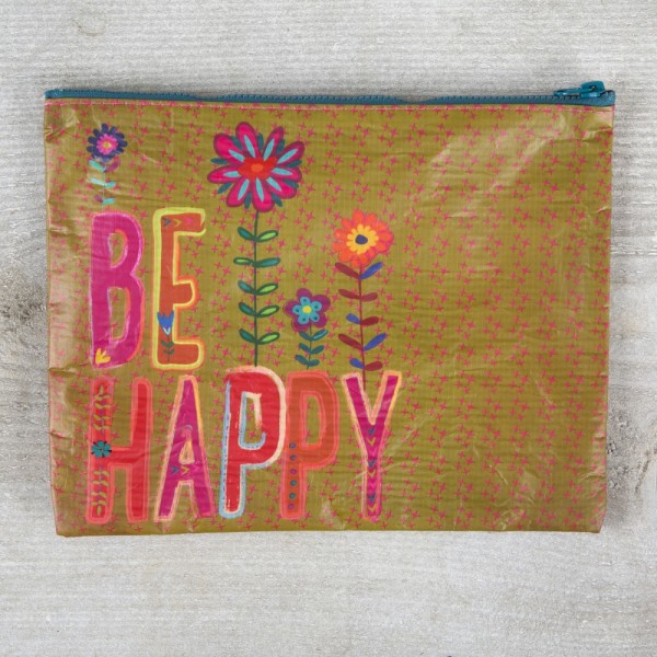 Recycled Zip Täschchen Be Happy