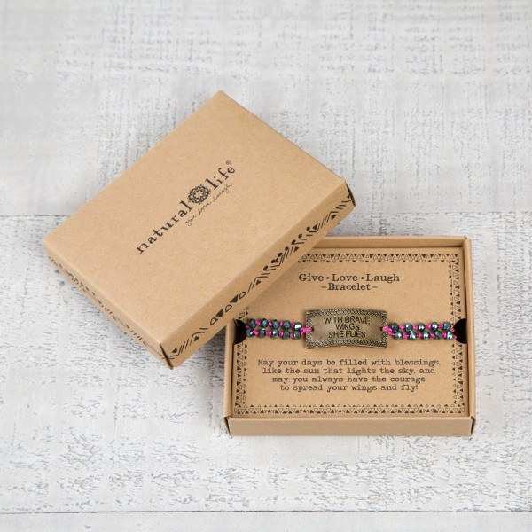 Armband Give Live Laugh Brave wings