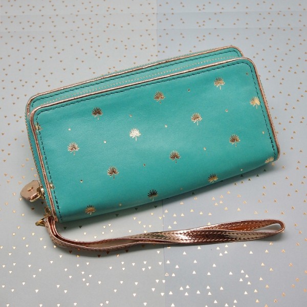 Portemonnaie Double zip Leder Palmtree