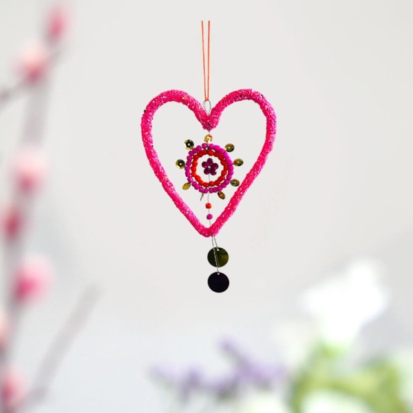 Dekoration Funkel heart Ornament pink 10