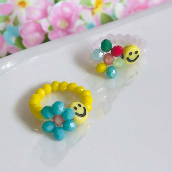 Ring elastic Smiley + Flower row