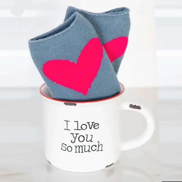 Geschenkset Tasse & Socken White I Love You