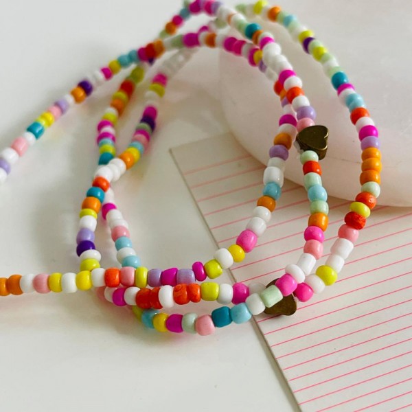 Fußkette elastic colorful Beads hearts
