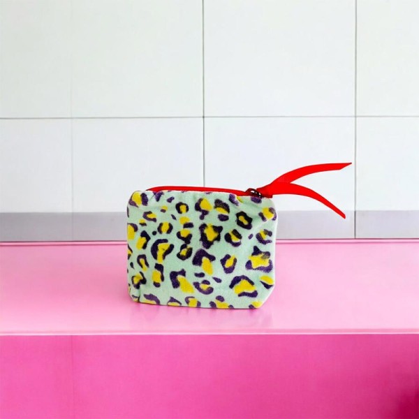 Täschchen Mini Zip Velvet Leo Blue