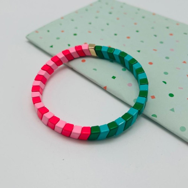 Armband colorblock pink green